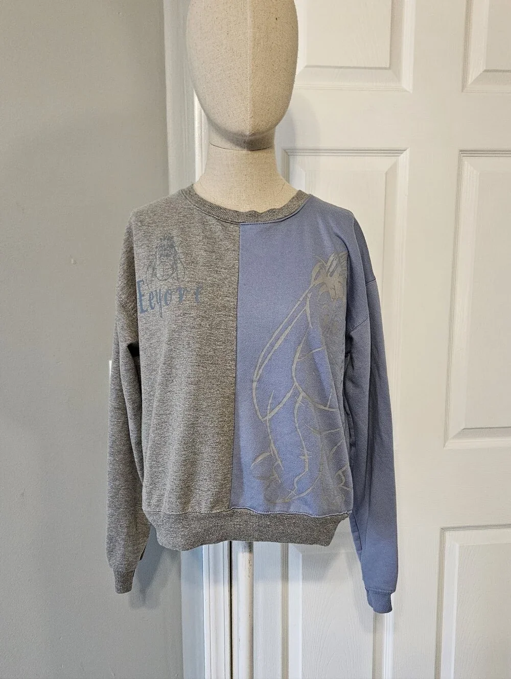 Disney Eeyore Gray and Blue Crewneck Sweatshirt